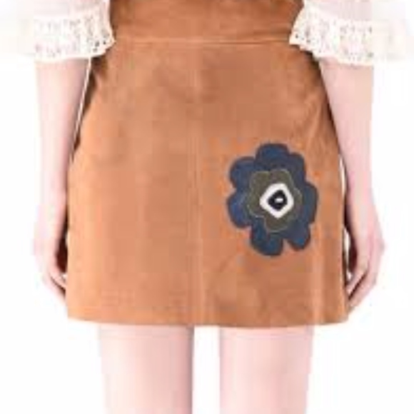 RED Valentino Brown Mini Skirt with Floral Appliqué - Picture 7 of 8